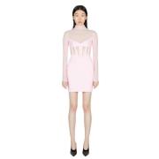 Technische Mesh Jurk met Contrastpanelen Mugler , Pink , Dames