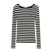 Blauwe Boat Neck Sweaters met Logo Twinset , Multicolor , Dames