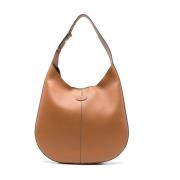 Bruin Leren Schoudertas met Afneembare Pouch Tod's , Brown , Dames