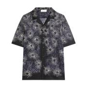 Blauwe Bloemen Bowling Shirt Dries Van Noten , Blue , Heren