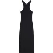 Zwarte Geribbelde Jersey Midi Jurk Courrèges , Black , Dames