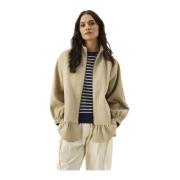 Elegante Sand Blazer Jas IN Front , Beige , Dames