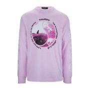 Yin Yang Grafische Longsleeve T-shirt Dsquared2 , Pink , Heren