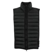 Zwarte Gewatteerde Nylon Gilet Jas Stone Island , Black , Heren