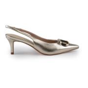 Grijze Hak Slingback Leren Pumps Twinset , Gray , Dames