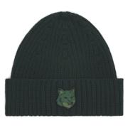 Vossenhoofd Beanie Wollen Muts Maison Kitsuné , Green , Heren