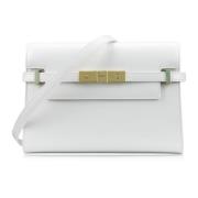 Leren Schoudertas met Gesp, Magnetische Knoop Saint Laurent , White , ...