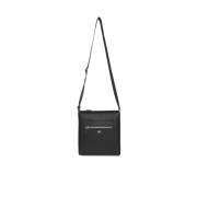 Zwarte leren messenger tas met logoplaat Salvatore Ferragamo , Black ,...