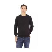 Elegante Wol Crewneck Sweater voor Mannen Baldinini , Black , Heren