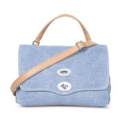 Verstelbare denim canvas tas Zanellato , Blue , Dames