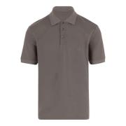 Zijde Linnen Polo Shirt Logo Giorgio Armani , Gray , Heren