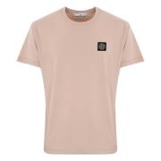 Roze Katoenen T-shirt met Logopatch Stone Island , Pink , Heren