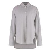 Afgeronde zoom Viscose Virgin Wool Shirt TotêMe , Gray , Dames