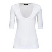 Diepe V-hals T-shirt, elegante stijl Fabiana Filippi , White , Dames