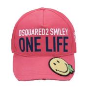 Geborduurde Smile Baseballpet Dsquared2 , Pink , Unisex