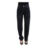 Zwarte Distressed Denim Broek Dolce & Gabbana , Black , Dames