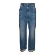 Blauwe Katoenen Wijde Pijp Jeans Italië Golden Goose , Blue , Dames