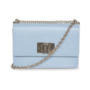 Elegante Zilveren Ketting Schouderband Handtas Furla , Blue , Dames