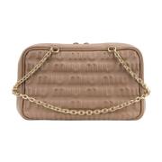 Leren schoudertas met merkmotief Miu Miu , Beige , Dames