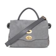 Grijze Suède Tas met Gouden Details Zanellato , Gray , Dames