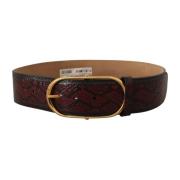 Luxe Python Leren Riem Dolce & Gabbana , Red , Dames