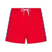 Logo-Tape Zwemshorts in Klaproos Rood Dsquared2 , Red , Heren