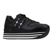 Leren Vetersneakers Hogan , Black , Dames