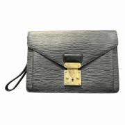 Pre-owned Leather clutches Louis Vuitton Vintage , Black , Heren