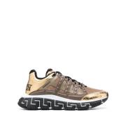 Gouden Trigreca Allover-Print Sneakers Versace , Beige , Heren