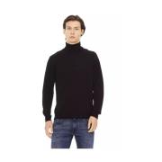 Trendy Zwarte Stof Heren Trui Baldinini , Black , Heren