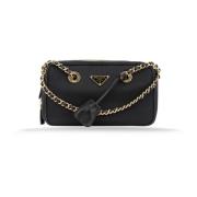 Stijlvolle schoudertas voor dames met leren afwerking Prada , Black , ...