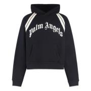 Geribbelde katoenen hoodie met polyesterblend Palm Angels , Black , He...