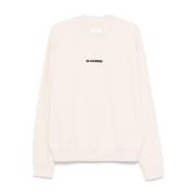 Logo Print Katoenen T-shirt Beige Jil Sander , Beige , Heren