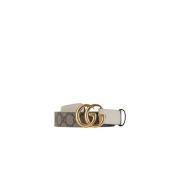 Leren herenriem met GG-logo Gucci , Beige , Heren