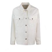 Witte Denim Overshirt Jack Franje Logo Liu Jo , White , Dames