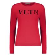 Geribbelde crew-neck trui met logodetail Valentino Garavani , Red , Da...