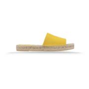 Canvas Slip-On Espadrilles met leren patch Prada , Yellow , Dames