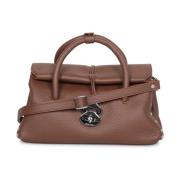 Elegante Leren Schoudertas Zanellato , Brown , Dames