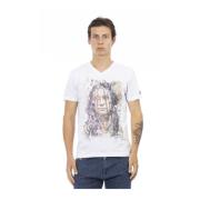 Korte Mouw V-hals T-shirt Trussardi , White , Heren