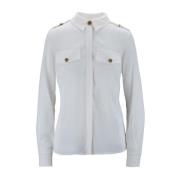 Gouden Knoop Lange Mouw Shirt Elisabetta Franchi , White , Dames