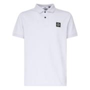 Witte Polo Shirt met Logo Patch Stone Island , White , Heren