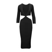 Jurk met lange mouwen en diepe V-hals Elisabetta Franchi , Black , Dam...