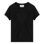 Korte Mouw Ronde Hals T-shirt Coperni , Black , Dames