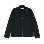 Zwarte Rits Voorkant Jas Stone Island , Black , Heren