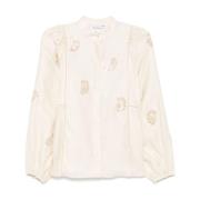 Witte Shirt met Kristalversiering Max Mara , White , Dames