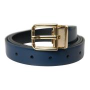 Elegante blauwe leren riem met metalen gesp Dolce & Gabbana , Blue , H...