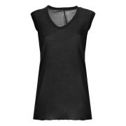 Zwarte Katoenen V-hals Mouwloze Top Rick Owens , Black , Dames