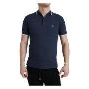 Elegant poloshirt met kroonborduursel Dolce & Gabbana , Blue , Heren