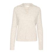 Zachte Gebreide Kraag Trui Vanille Melange InWear , Beige , Dames