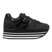 Leren Veterschoen Glitter Sneakers Vrouwen Hogan , Black , Dames